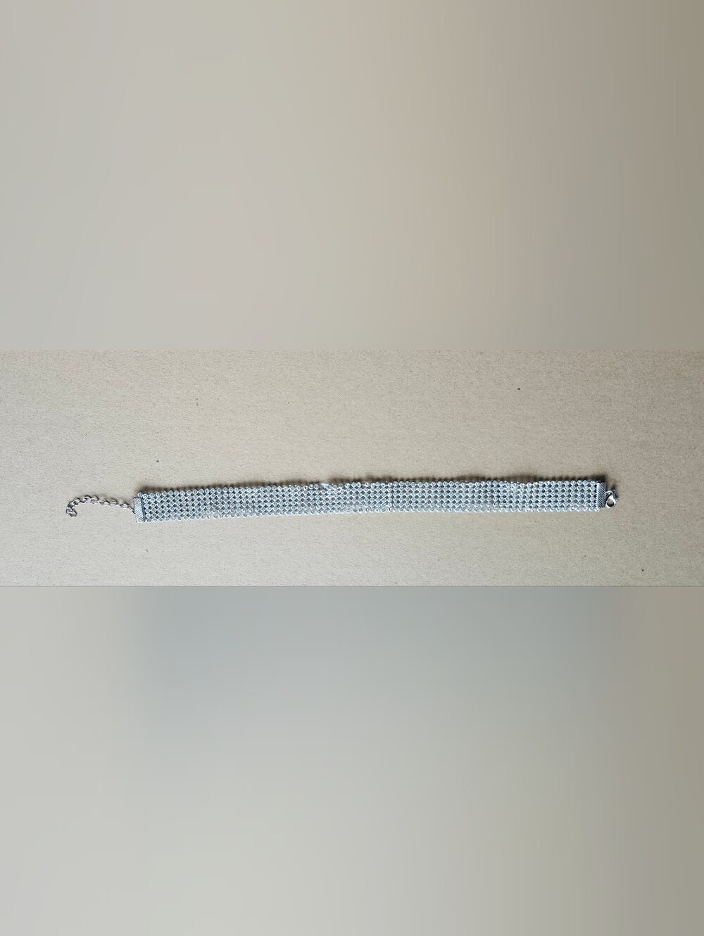 Silver Crystal Mesh Choker Necklace